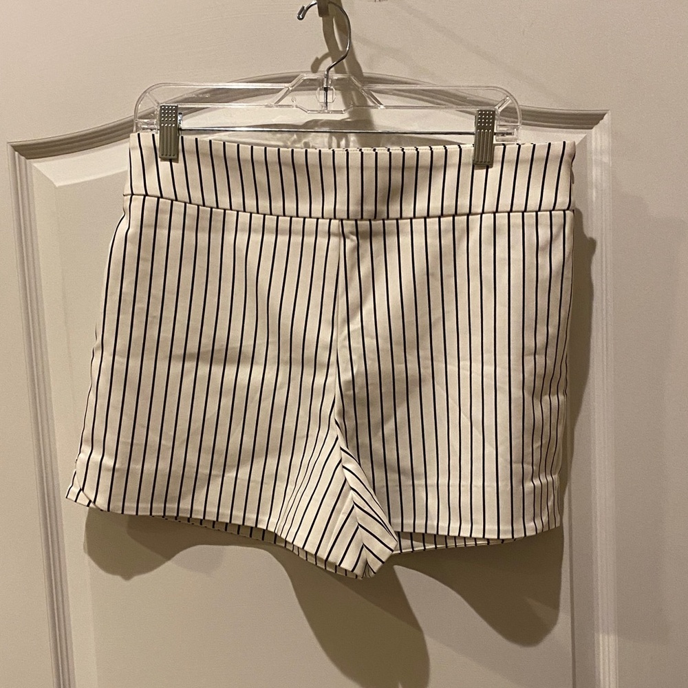 Le Chateau High Waist Black and White Striped Shorts